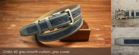 GHIBA 40: grey smooth calfskin, grey suede